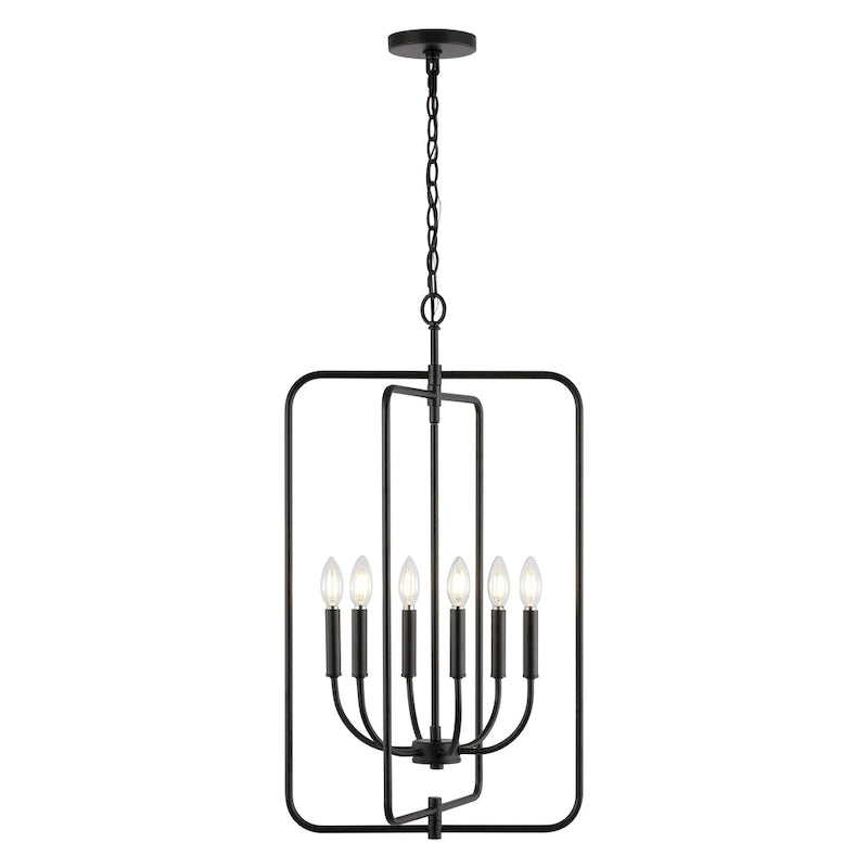 SAFAVIEH Lighting Noelline 6-Light Adjustable Pendant Chandelier (LED Bulbs Included) - Black - 17Wx15Dx95H