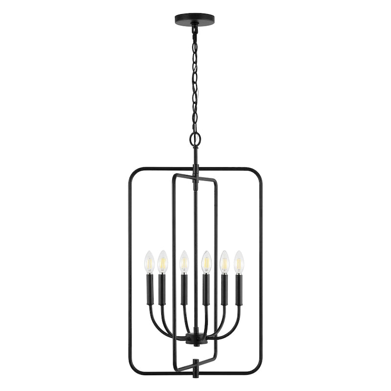 SAFAVIEH Lighting Noelline 6-Light Adjustable Pendant Chandelier (LED Bulbs Included) - Black - 17Wx15Dx95H