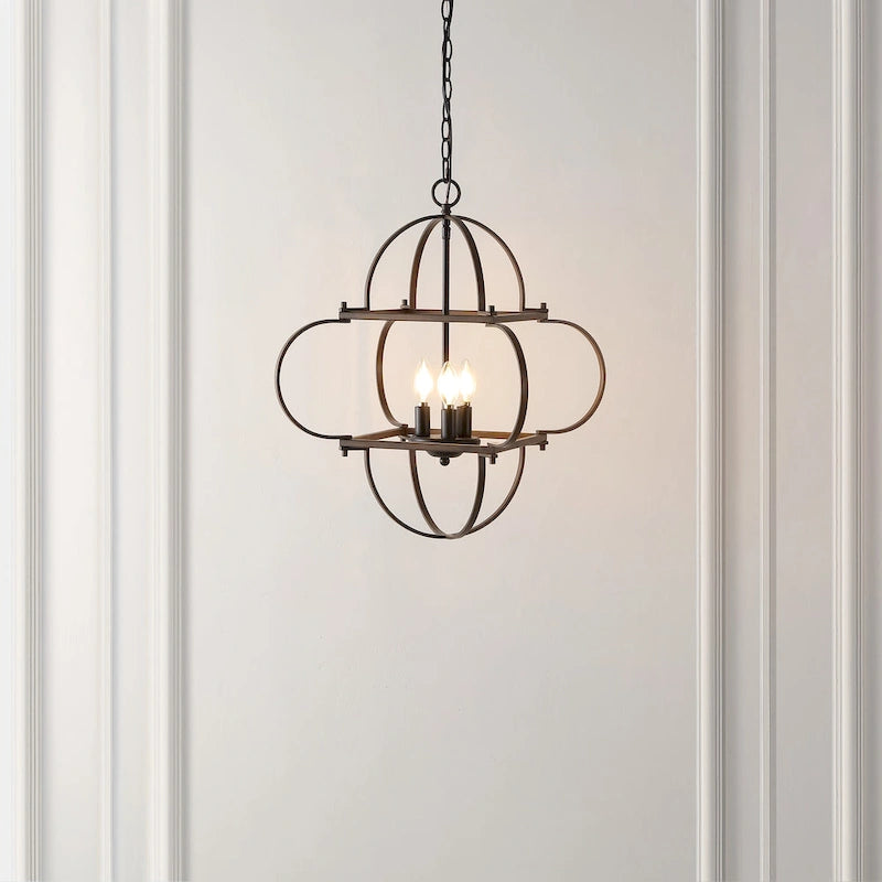 SAFAVIEH Lighting Kleoniki 24  Traditional Pendant (3-Bulb) - 24  W x 24  D x 87  H - Black/Brown - 24Wx24Dx87H