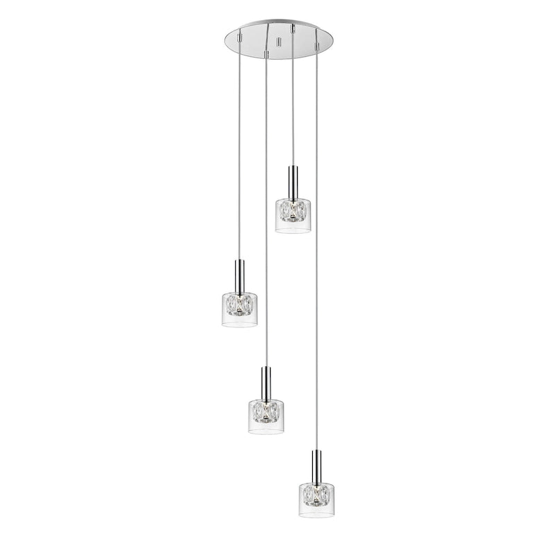 SAFAVIEH Lighting Shakila Pendant - 15.3 x15.3 x52.28-82.28  - Silver/Glass - 15Wx15Dx82H