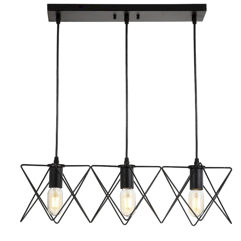 SAFAVIEH Lighting Cyndie Adjustable 3-Light Led Black Pendant - 24 x8.5 x10.3-82.3  - 24Wx9Dx82H