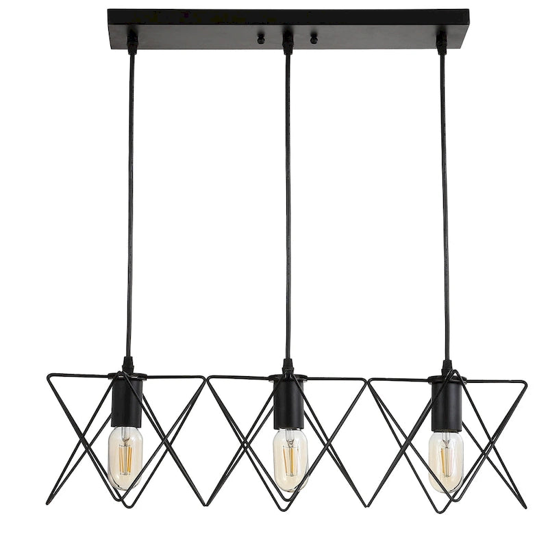 SAFAVIEH Lighting Cyndie Adjustable 3-Light Led Black Pendant - 24 x8.5 x10.3-82.3  - 24Wx9Dx82H