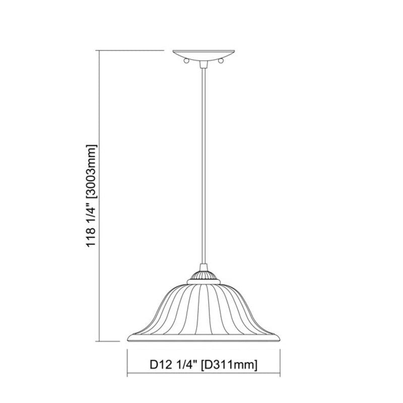 1 Light Pendant in Satin Nickel with Etched Glass