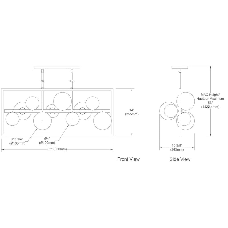 10 Light Halogen Horizontal Pendant Matte Black with Smoked Glass