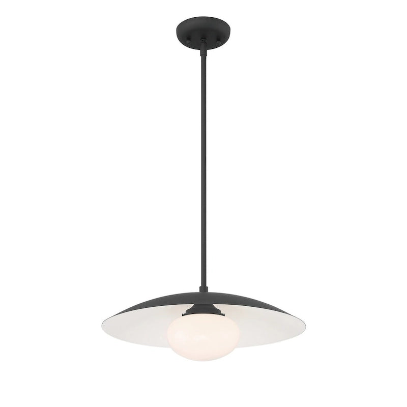 Lumanity Declan Modern Disc Matte Black 18  Pendant Ceiling Light - 18  D x 18  W x 6.5  H