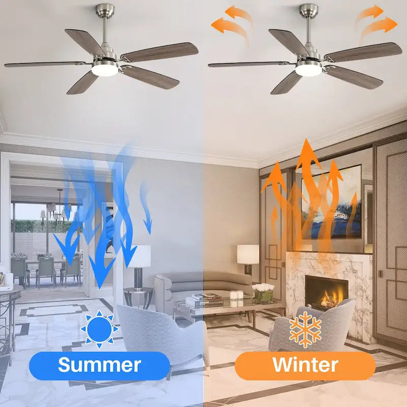 52 inch Ceiling Fan with Remote,Flush Mount and Downrd Mount,Dual Blade Finish,3CCT LED Light,Plywood Blades - 52 inches