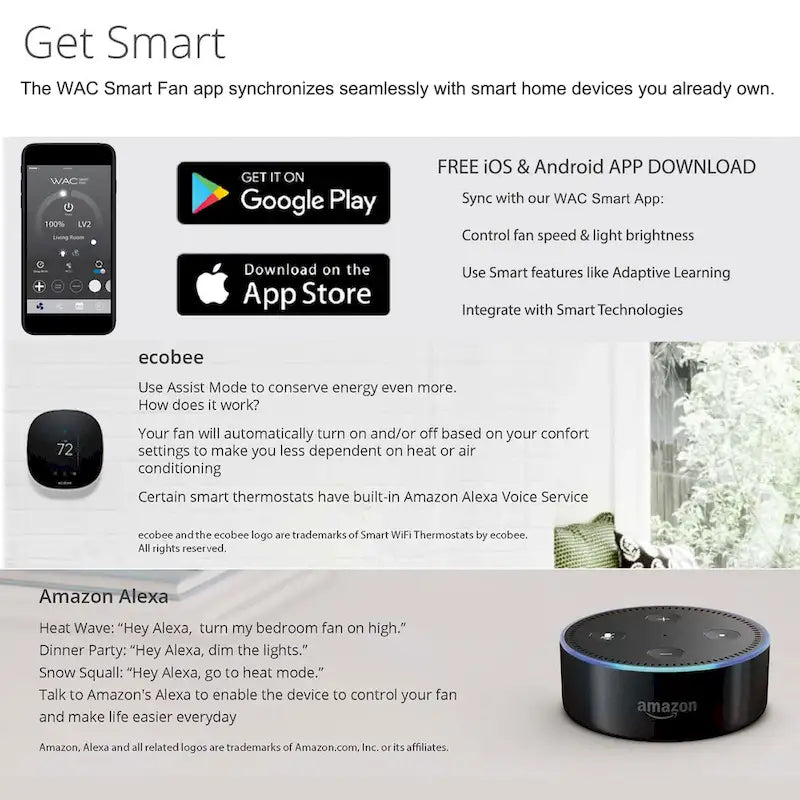 Atlantis Indoor/Outdoor 3-Blade FlushMount Fan 52in w/3000K Light Kit - 52 Inches