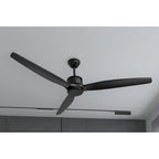 Ventilateur de plafond en bois avec éclairage, télécommande, moteur CC à 6 vitesses, 3 pales - 59