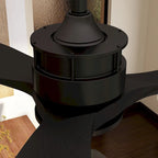 Ventilateur de plafond en bois avec éclairage, télécommande, moteur CC à 6 vitesses, 3 pales - 59