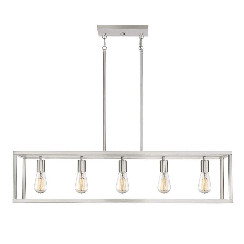 New Harbor Brushed Nickel 5-Light Linear Island Chandelier