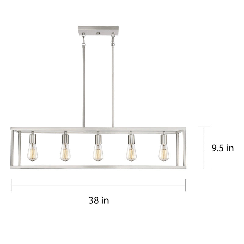 New Harbor Brushed Nickel 5-Light Linear Island Chandelier