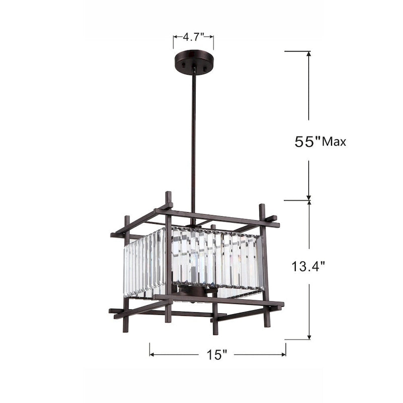 4-light Oil Rubbed Bronze/Clean Crystal Pendant - Oil Rubbed Bronze - Oil Rubbed Bronze