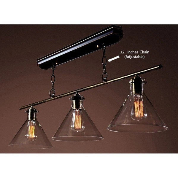 Amerie 3-light Black Island Edison Chandelier