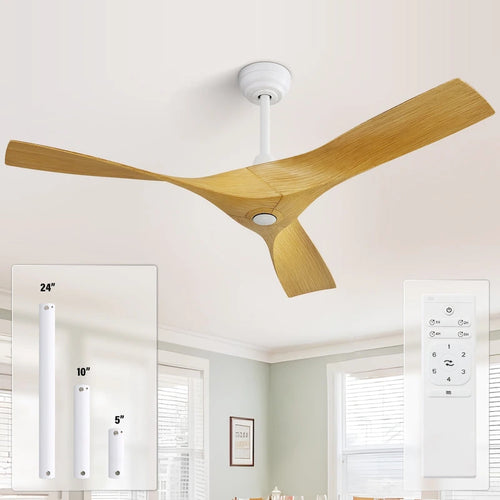 52 inch Modern Ceiling Fan without Lights, 3 Blades,Remote Control,Reversible Airflow - 52 inch