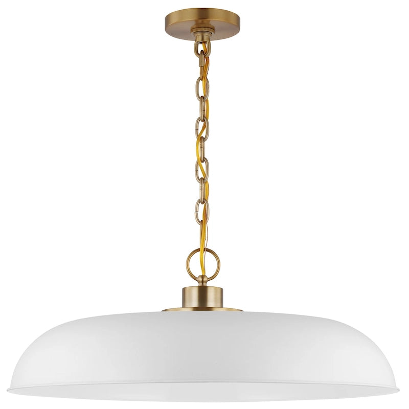 Colony 1 Light Large Pendant Matte White with Burnished Brass
