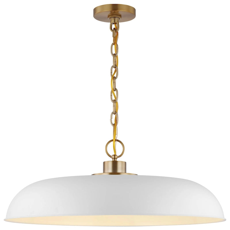 Colony 1 Light Large Pendant Matte White with Burnished Brass