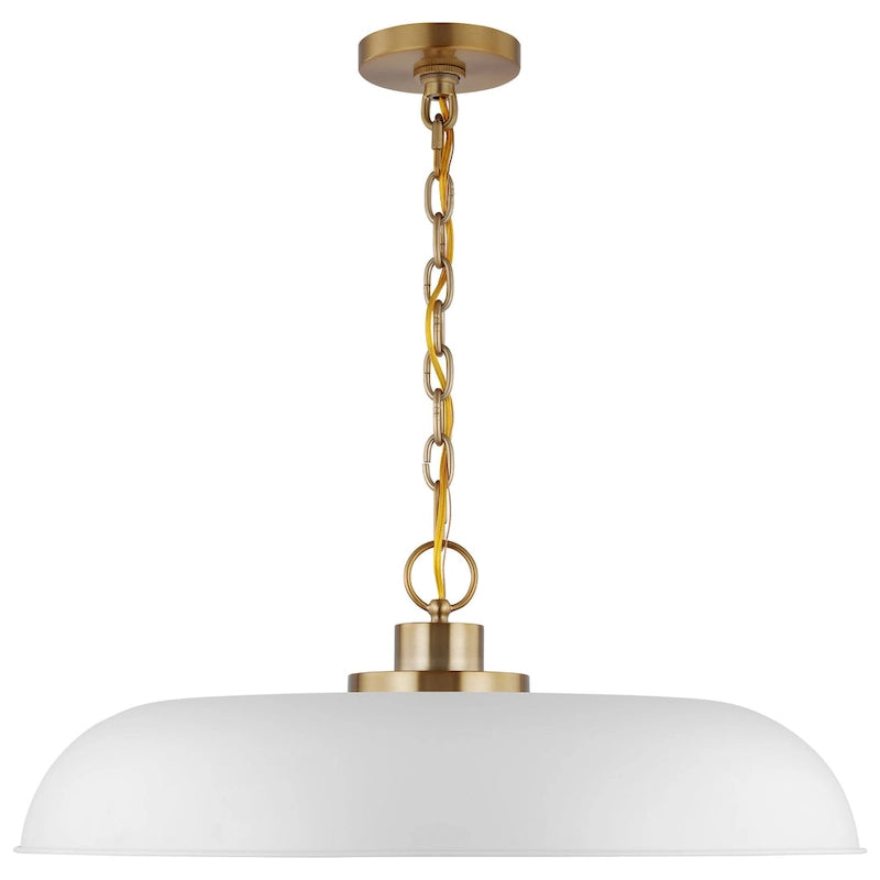Colony 1 Light Large Pendant Matte White with Burnished Brass