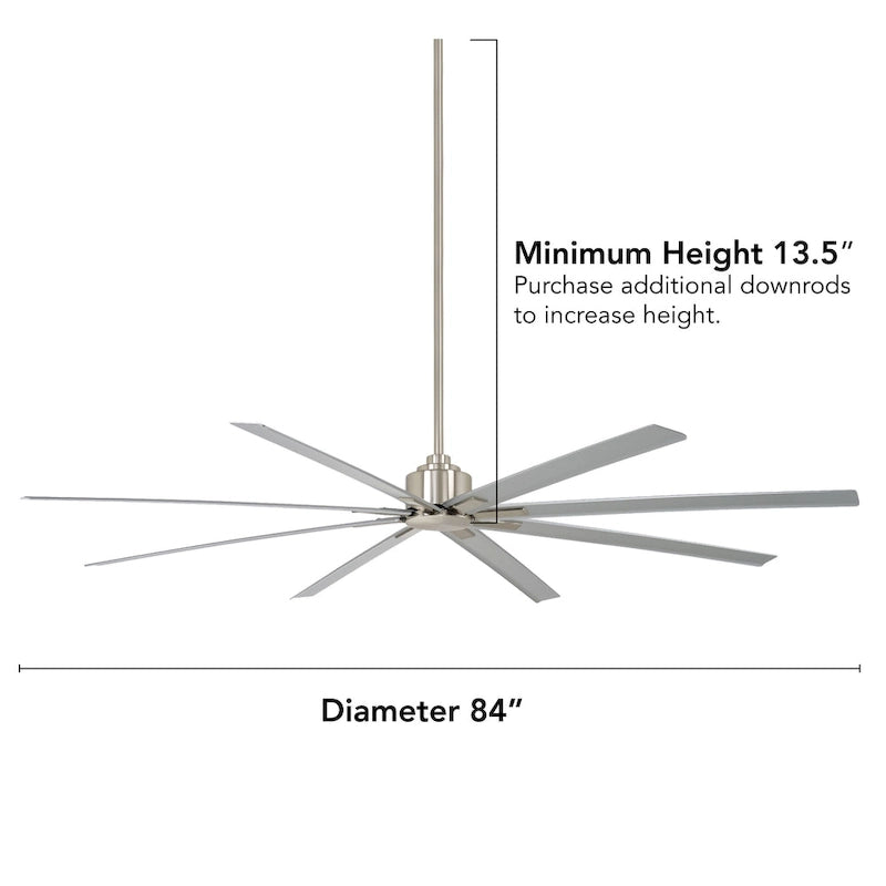 Ventilateur de plafond Minka Aire Xtreme H2O en nickel brossé, 8 pales, 84 pouces