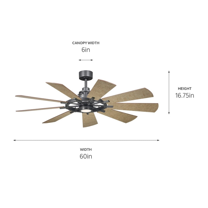 Kichler Lighting Gentry 60 inch Integrated LED Indoor Anvil Iron Ceiling Fan