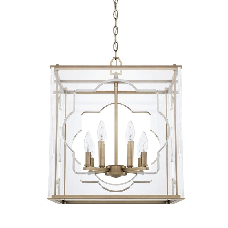 Contemporary 8-light Aged Brass Foyer Fixture - Aged Brass
