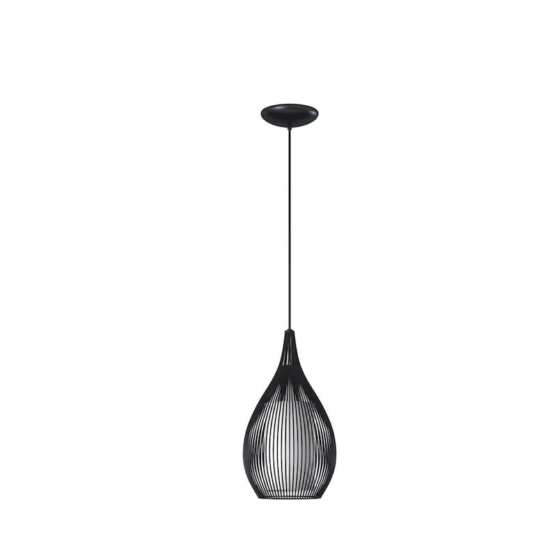 Eglo Razoni 1-light Black Mini Pendant with Opal Glass