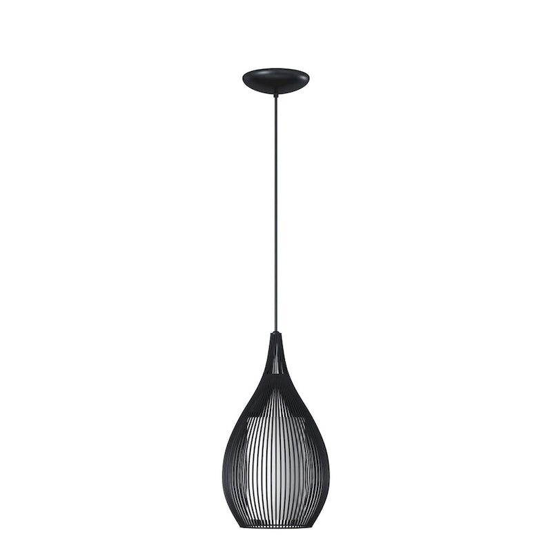 Eglo Razoni 1-light Black Mini Pendant with Opal Glass