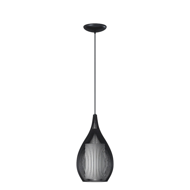 Eglo Razoni 1-light Black Mini Pendant with Opal Glass