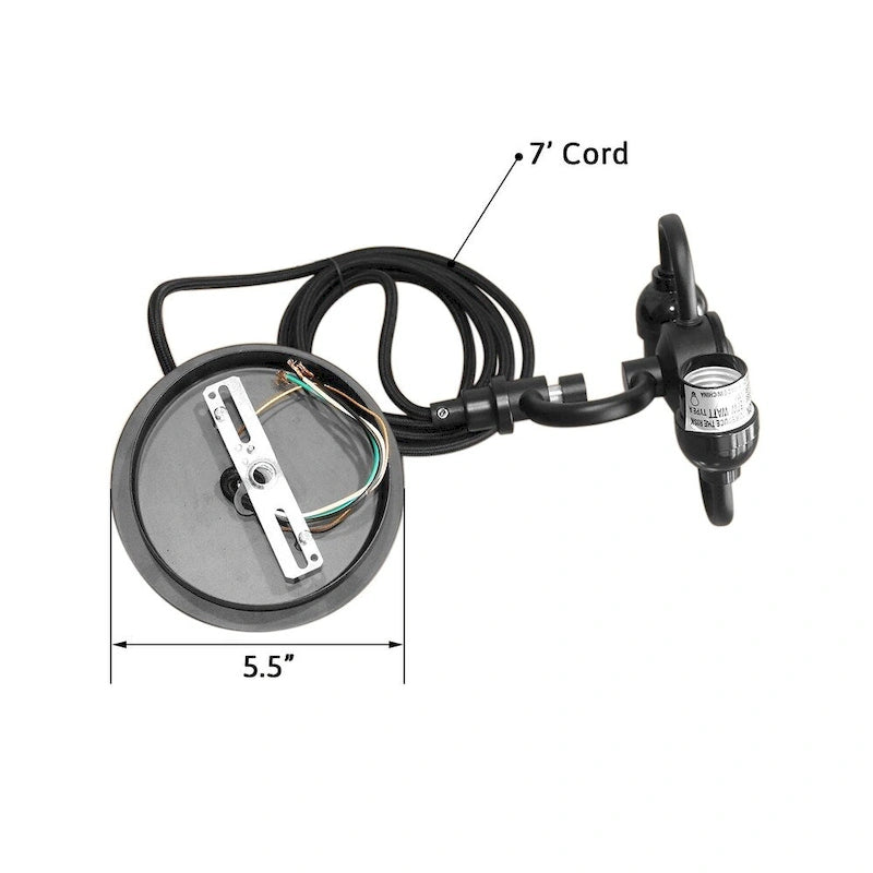 16  W 2 Light Pendant White Linen Drum Shade with Diffuser, Black Cord