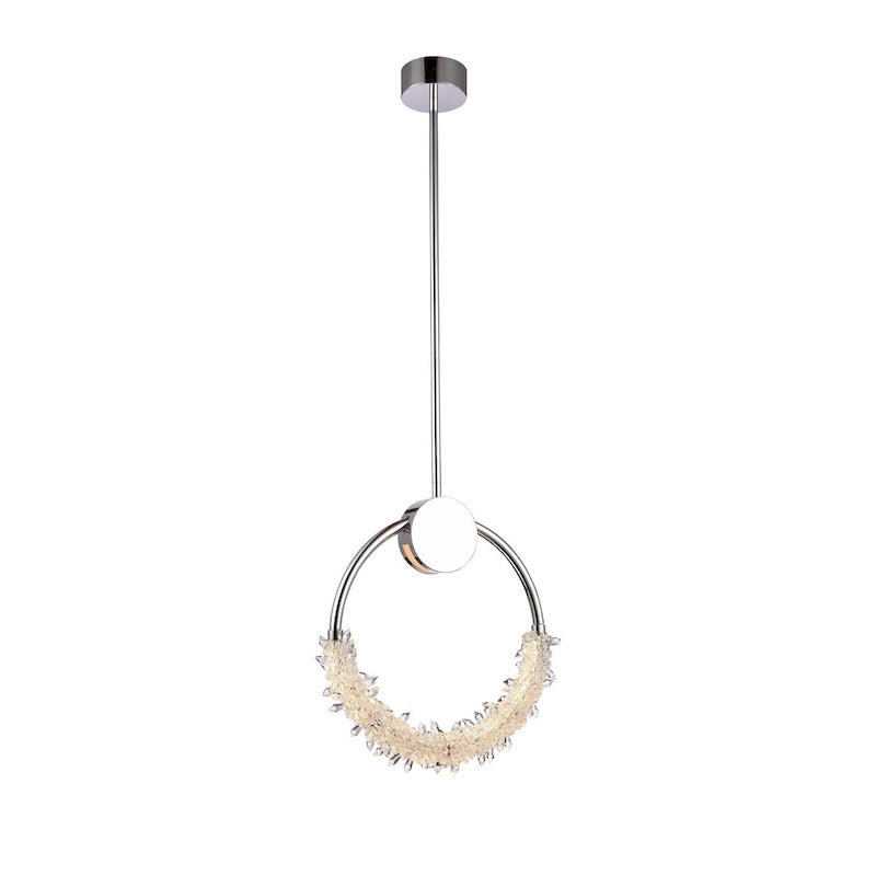 LED Chrome Hoop Pendant With Crystal Accents