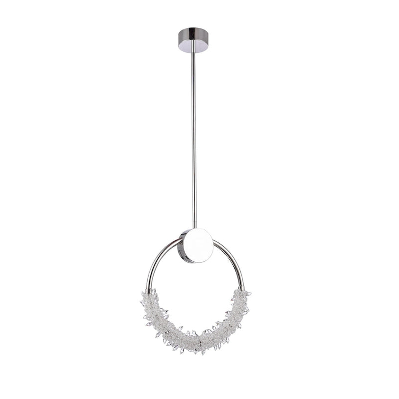 LED Chrome Hoop Pendant With Crystal Accents