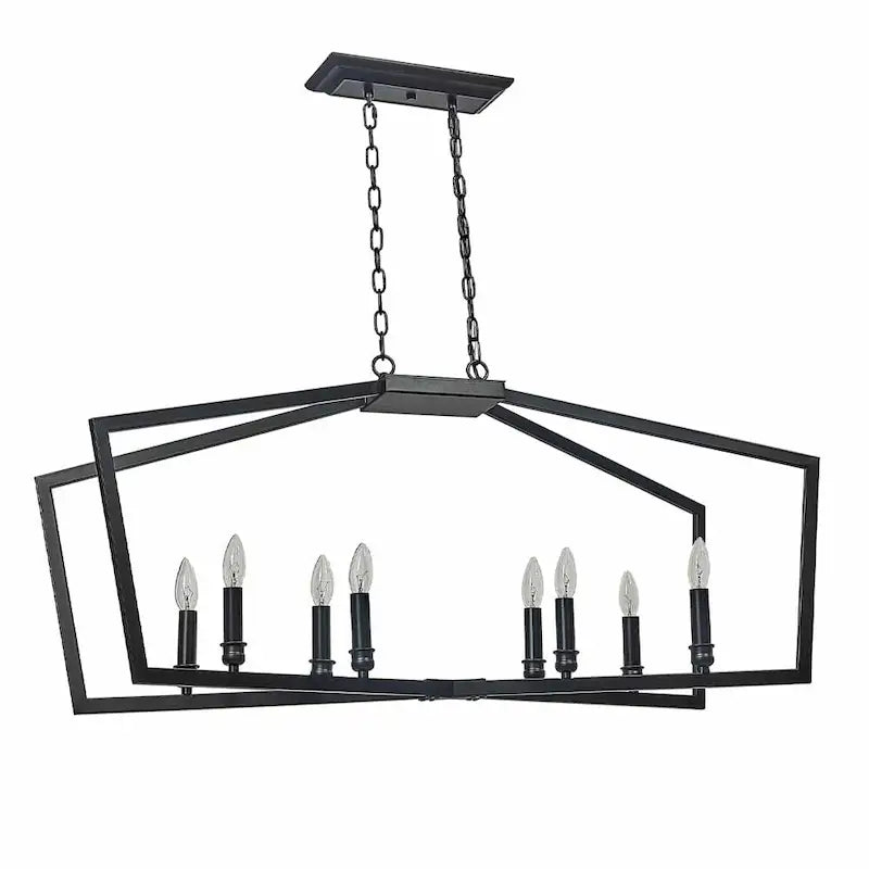 42  Black 8 Light Linear Island Pendant