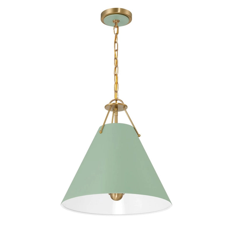 Xavier 3 Light Vibrant Gold and Green Pendant - 16 W x 16.5 H x 16 D