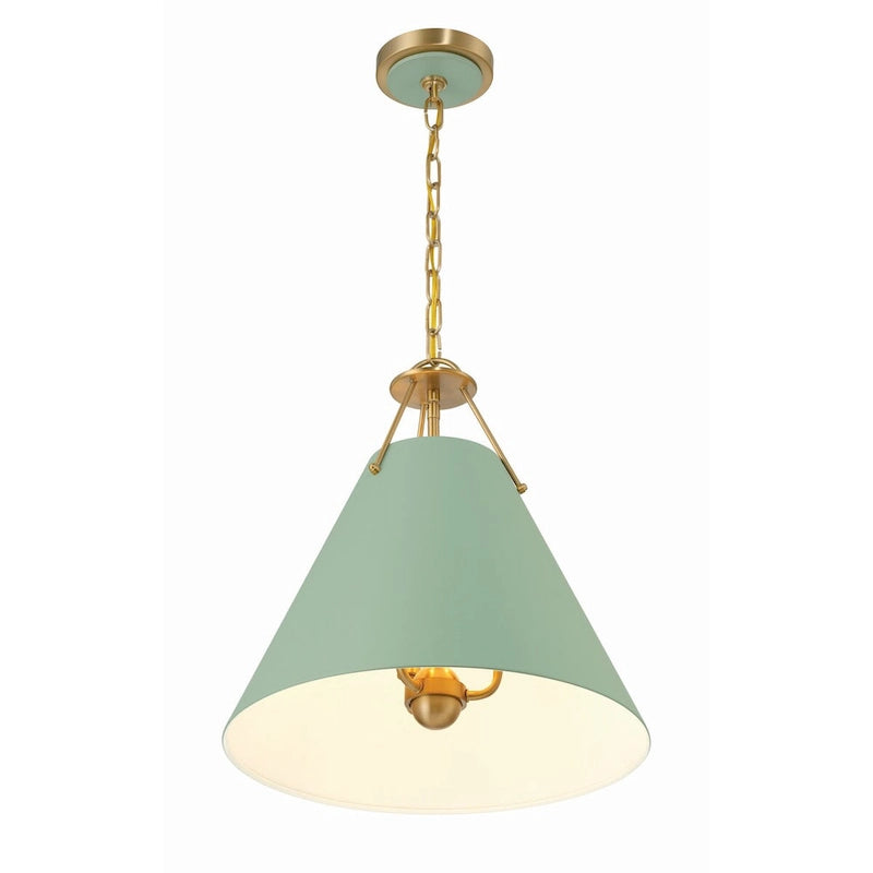 Xavier 3 Light Vibrant Gold and Green Pendant - 16 W x 16.5 H x 16 D