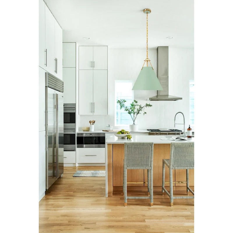 Xavier 3 Light Vibrant Gold and Green Pendant - 16 W x 16.5 H x 16 D