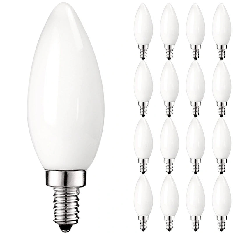 Luxrite LED Chandelier Light Bulbs, E12 Led Bulb Dimmable, 40 Watt Equivalent, 2700K Warm Whit, 360lm, UL Rated, 16 Pack