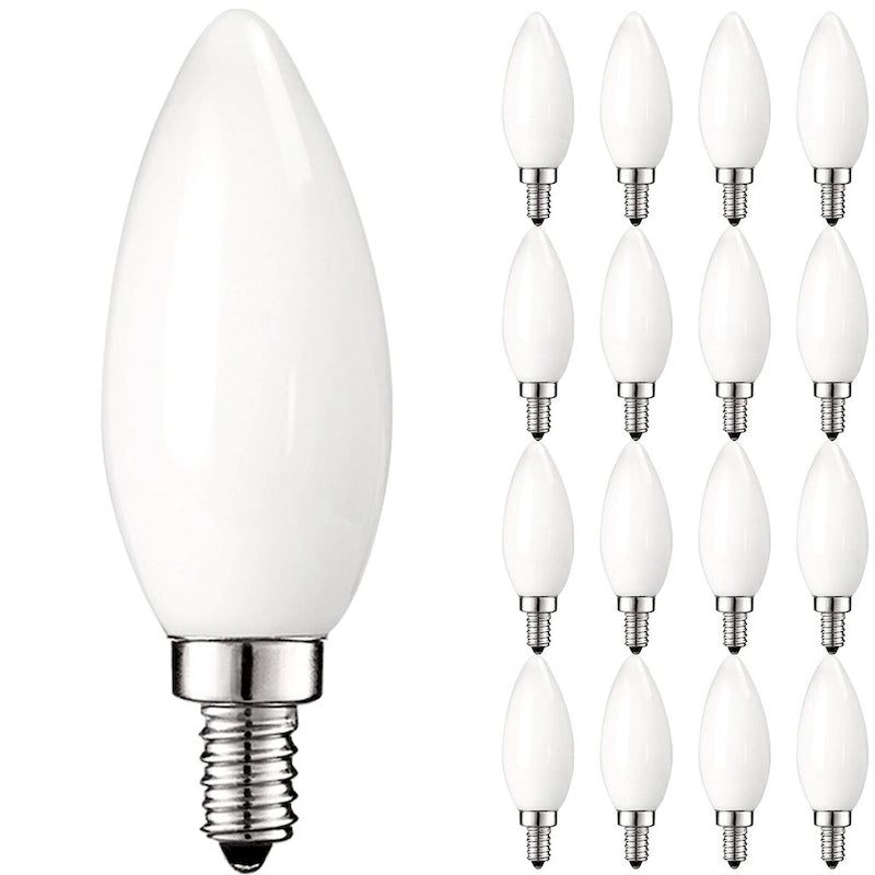 Luxrite LED Chandelier Light Bulbs, E12 Led Bulb Dimmable, 40 Watt Equivalent, 2700K Warm Whit, 360lm, UL Rated, 16 Pack