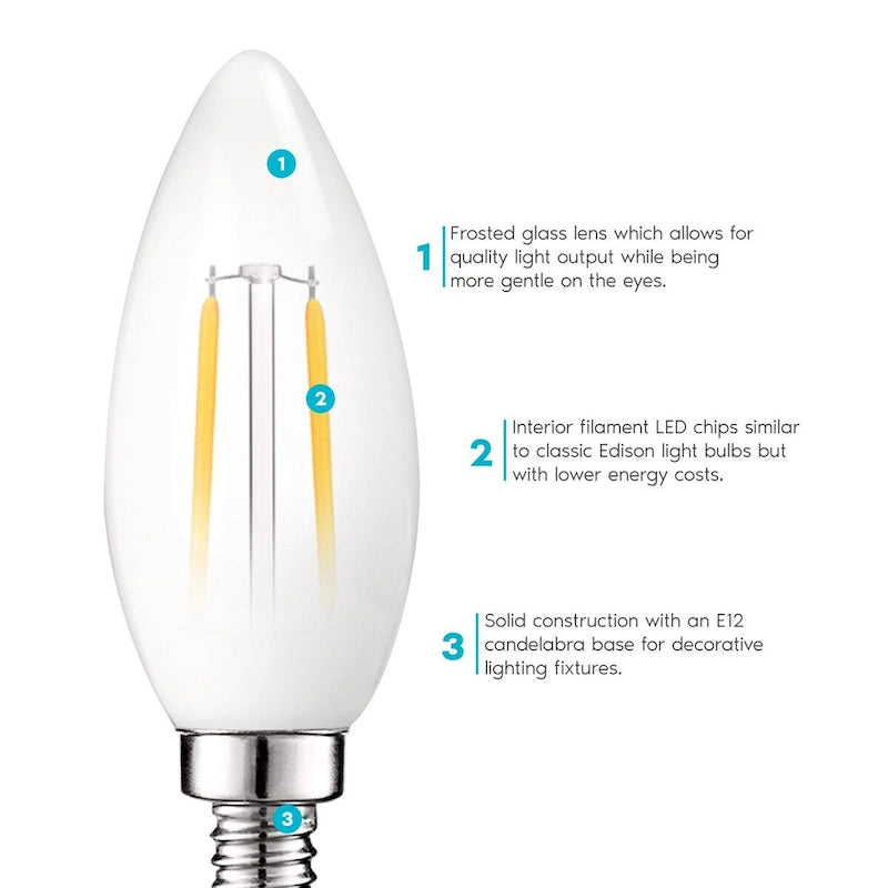 Luxrite LED Chandelier Light Bulbs, E12 Led Bulb Dimmable, 40 Watt Equivalent, 2700K Warm Whit, 360lm, UL Rated, 16 Pack