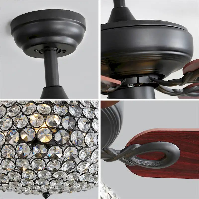 Ventilateur de plafond Crystal avec 3 vitesses de ventilation et 5 pales en contreplaqué