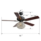Ventilateur de plafond Crystal avec 3 vitesses de ventilation et 5 pales en contreplaqué