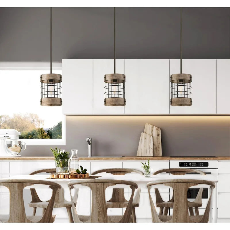 Westinghouse Lighting Langston One-Light Oil Rubbed Bronze and Vintage Pine Indoor Pendant