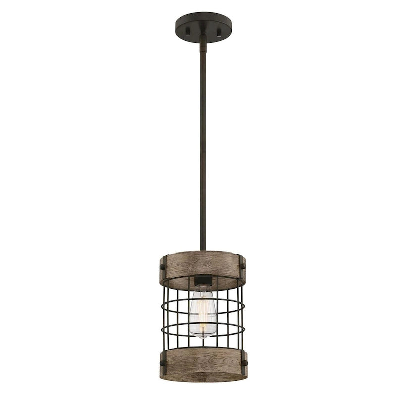 Westinghouse Lighting Langston One-Light Oil Rubbed Bronze and Vintage Pine Indoor Pendant