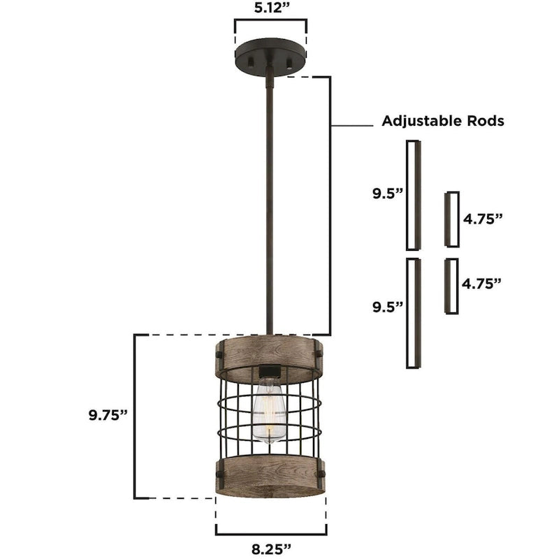 Westinghouse Lighting Langston One-Light Oil Rubbed Bronze and Vintage Pine Indoor Pendant