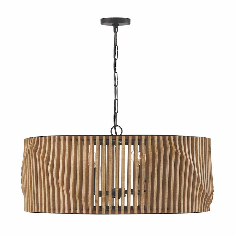 Archer 6-light Light Wood & Matte Black Pendant