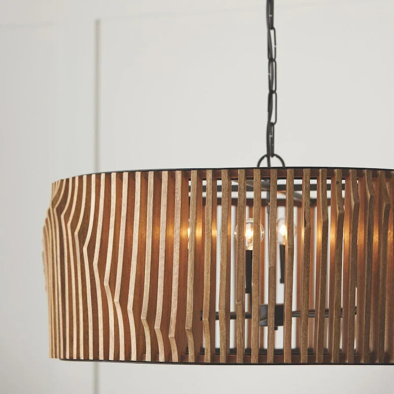 Archer 6-light Light Wood & Matte Black Pendant