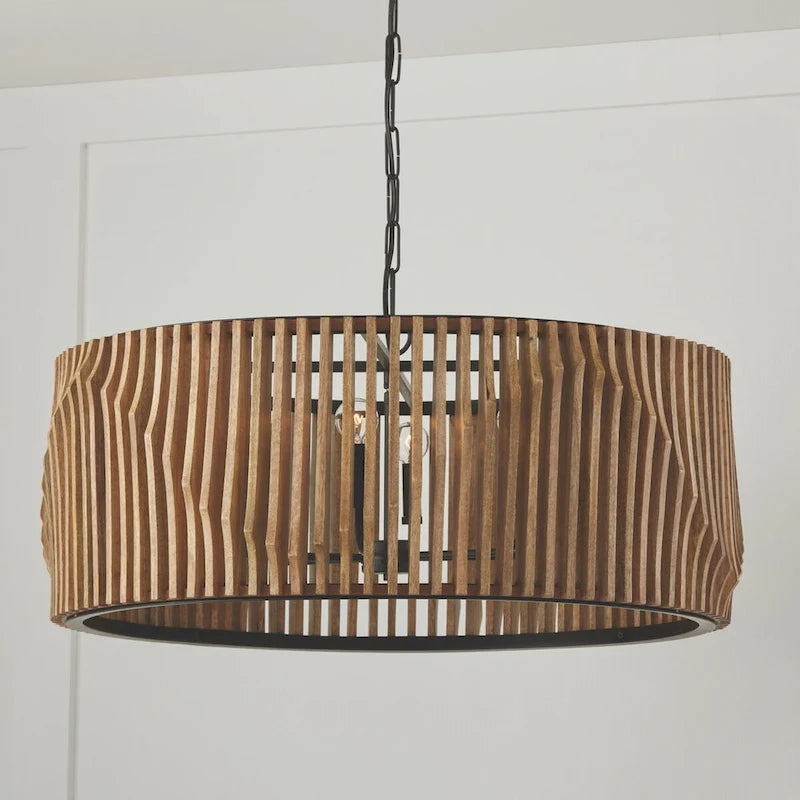 Archer 6-light Light Wood & Matte Black Pendant