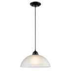 1 Light Pendant in Black with Etched Glass
