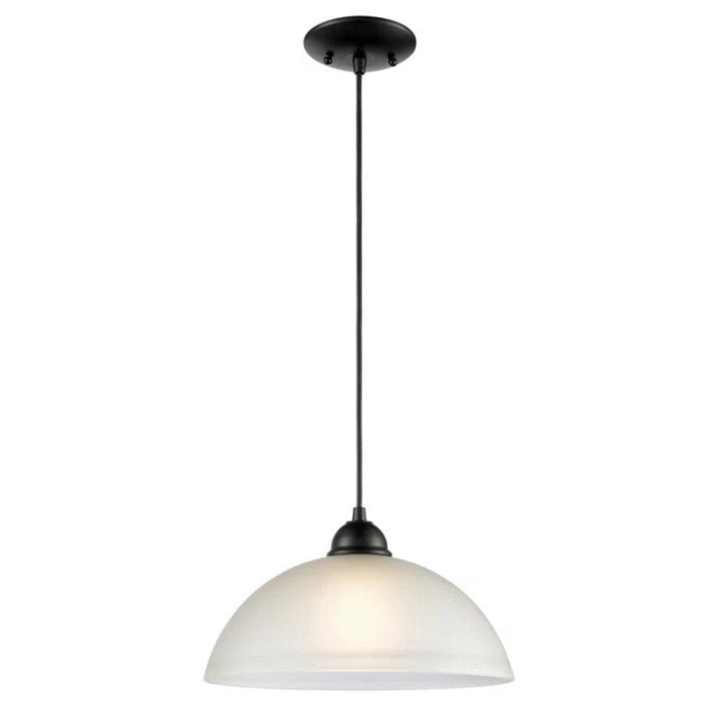1 Light Pendant in Black with Etched Glass
