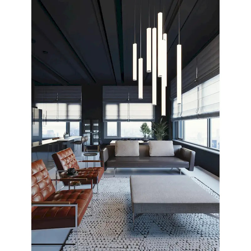 Caden White Acrylic/ Metal 24-inch Cylindrical LED Pendant