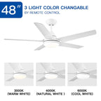 Ventilateur de plafond LED intégré de 48 pouces avec pales en ABS - 48,00 * 48,00 * 13,77