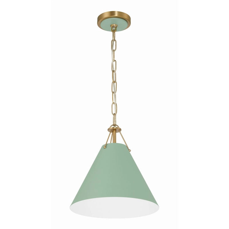 Xavier 1 Light Vibrant Gold and Green Mini Pendant - 12 W x 12 H x 12 D